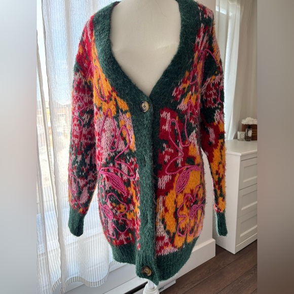 Free People Sweaters - Free people Multicolor Floral Knit Cardigan